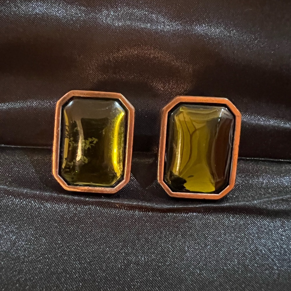 Vintage rare Yves Saint Laurent YSL Earrings Green